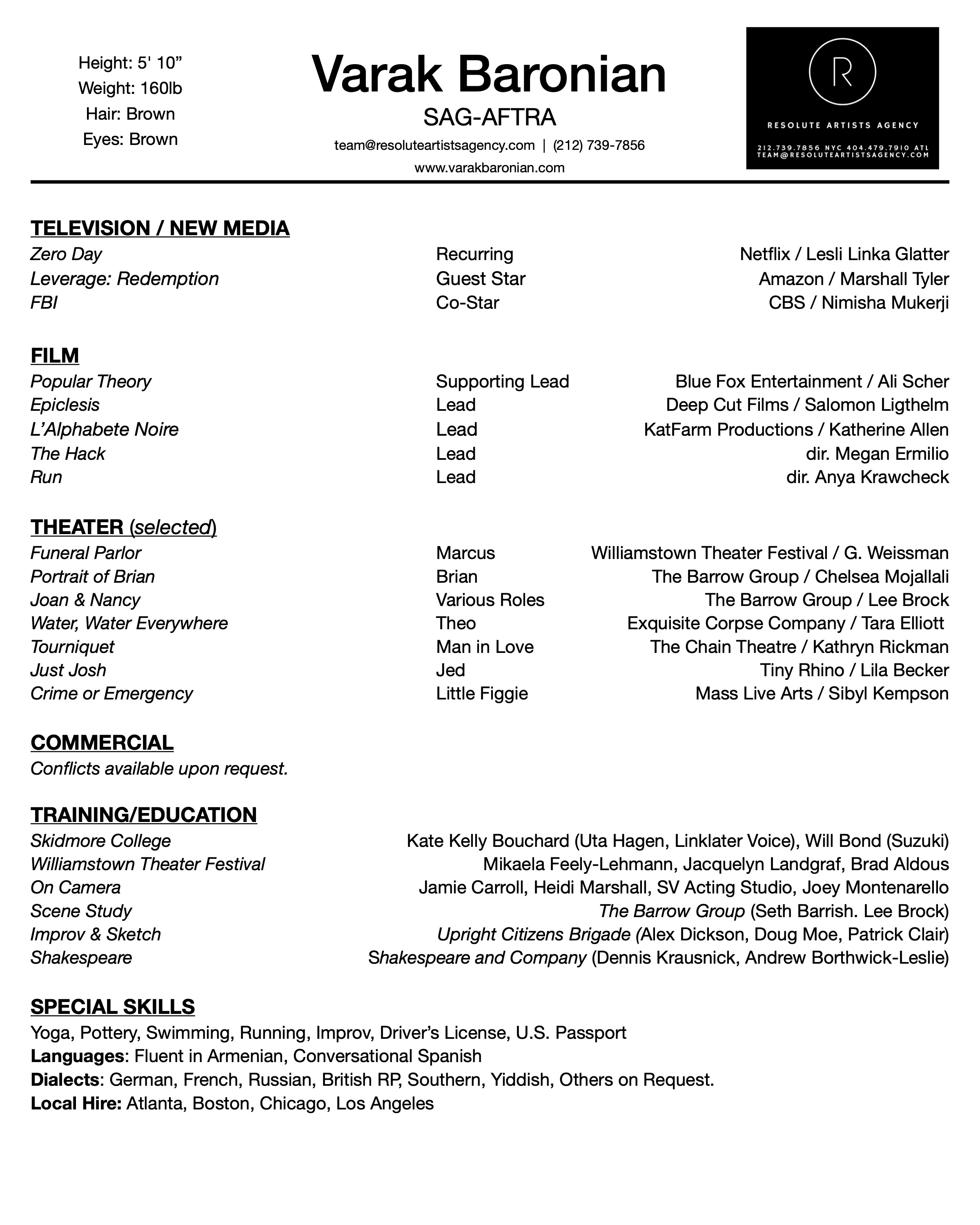Varak Baronian Resume